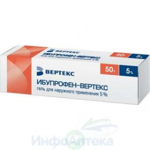 Ибупрофен-ВЕРТЕКС гель д/наруж прим 5% 50г